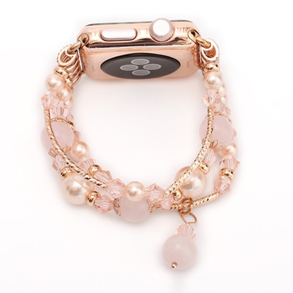Yhteensopiva Apple Watch -rannekkeen kanssa 38mm/40mm/41mm naisten rannekoru, sopii iWatch -rannekkeeseen (vaaleanpunainen)