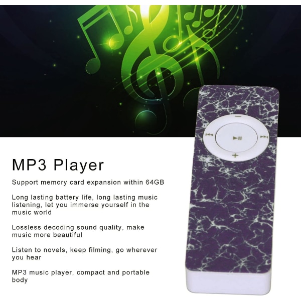 Black MP3 player, school gift for kids High fidelity portable MP3 player with lossless sound, compatible with memory card up to 64GB, suitable for p