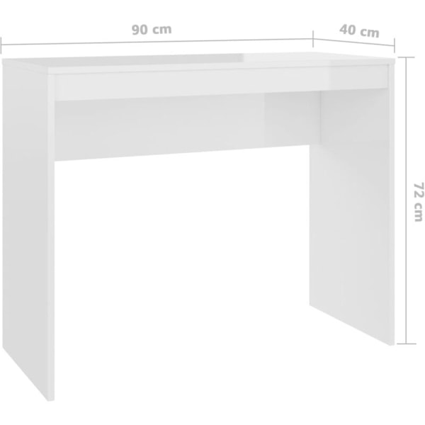 Blankt hvidt skrivebord 90x40x72 cm Konstrueret træ