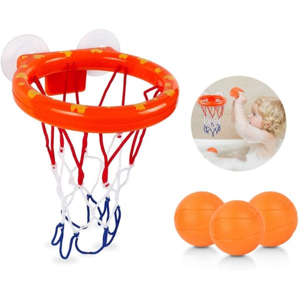 Badleketøy, sugekopp basketballkurv, baby toddler badeleketøy, morsomme badeleker, badekar leketøy basketballkurv med 3 baller, Montessori pedagogisk leketøy for