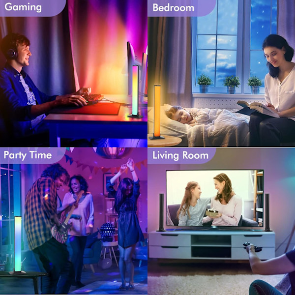 2 stk. Smart LED-lysstrimler, 16 millioner farver Bluetooth Smart Ambient Lighting TV, RGB-spilbelysning med APP-fjernbetjening, synkroniser musikregnbue R