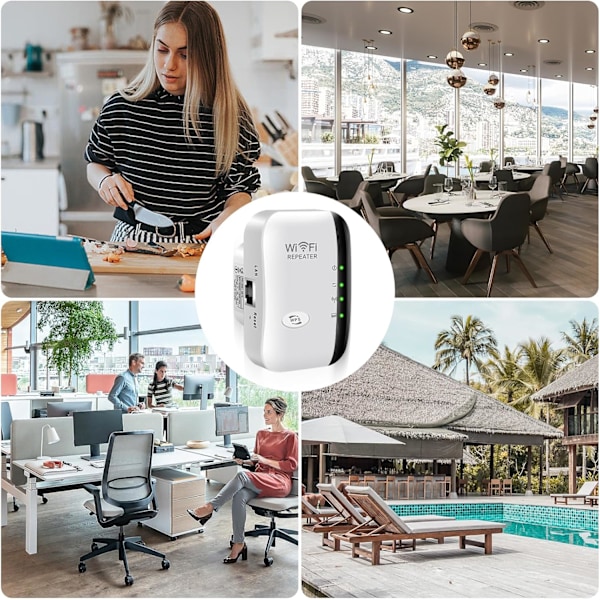 WiFi Extender Booster - Repeater/AP-läge med Ethernet-port - WPA2 Säker Bred Täckning