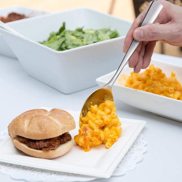 Sæt med 6 suppeskeer, 7,9 '' kraftige rustfrie stålaftensmadsskeer, dessertskeer, teskeer, serveringsskeer til banketrestaurant, spejlpolering