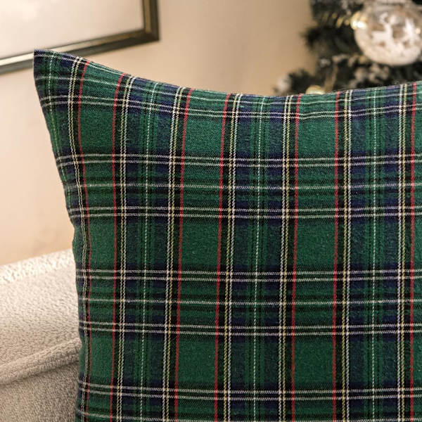 Julskotsk rutig kuddfodral bondgård klassisk rutig inredning soffkudde heminredning soffa vardagsrum säng 45*45*cm, grön