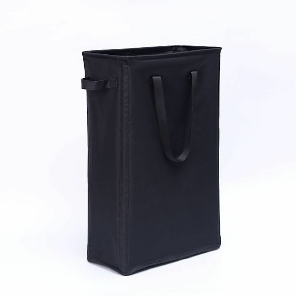 45L Tvättkorgar med handtag (svart), hopfällbar smal tvättkorg i oxford rektangulära ställ linneförvaringsväska för badrum 39x19x60cm