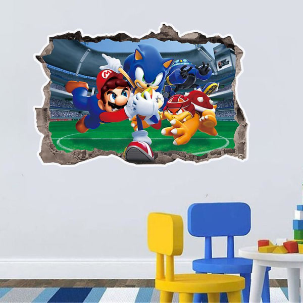 3D wall decal stickers, children's cartoon bedroom background wall decoration self-adhesive wall stickers, game stickers 50*34cm