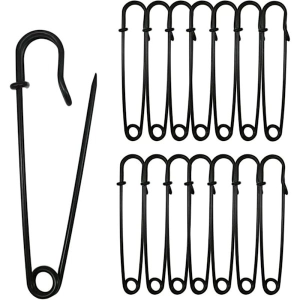30-pack 7,5 cm säkerhetsnålar - för kläder, läder, canvas, filtar, hantverk, kjolar, kiltar - extra stora kraftiga säkerhetsnålar - Svarta