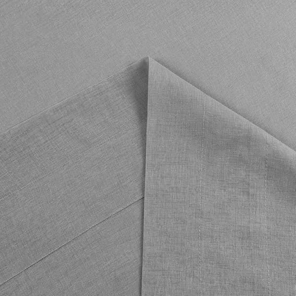 Grå tyllgardiner, halvtransparenta tyllstångsgardiner för sovrum och vardagsrum, 137 x 213 cm långa, set om 2