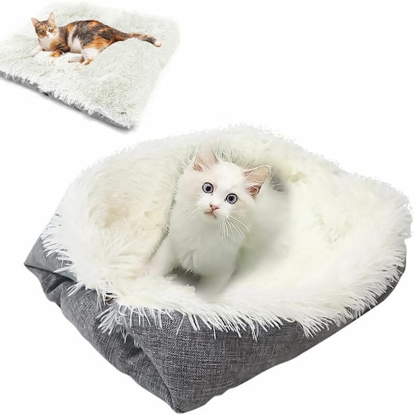 Blød seng pude til katte ,, ultra blød, blød og blød kurv, skridsikker baggrund, i vaskbar plys, til killing, lille hund, kanin, pecute
