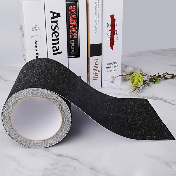 Naigier skridsikker tape til trapper, friktion, slibende for sikkerhed, stige, indendørs, udendørs, høj trækkraft, 15 cm x 5 m, sort