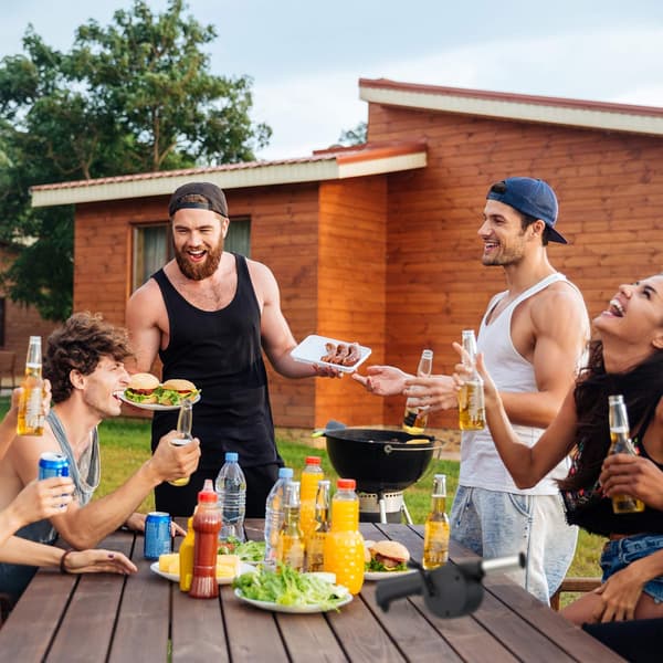 Sort BBQ-ventilator, sæt med 2, tilbehør, håndsvinget BBQ-blæser