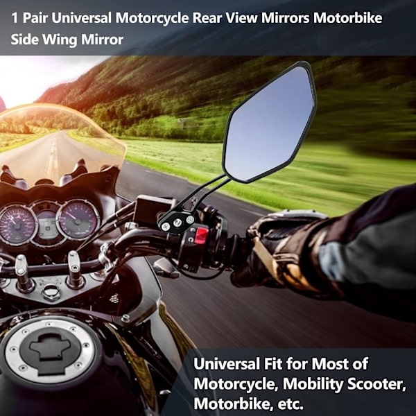 1 par Universal Sink Flame Motorcykel backspegel (Carbon Black) Scooter Aluminiumlegering Flame Mönster Sidospegel, 8mm 10mm