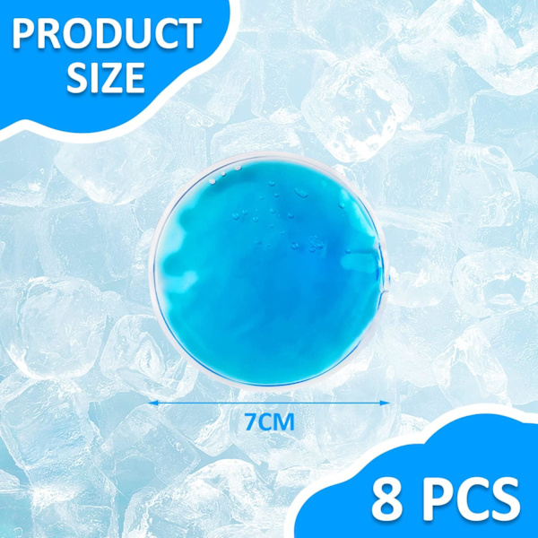 11cm 8-pack ispåsar, ögonmask, ögonskydd, PVC kall och varm kompress, återanvändbar, rund blå ispåse, ögonspa, liten gel ispåse.