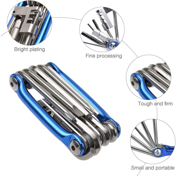 Multifunktionsverktyg för cykelreparationer, 11 i 1 cykelverktygssats bik