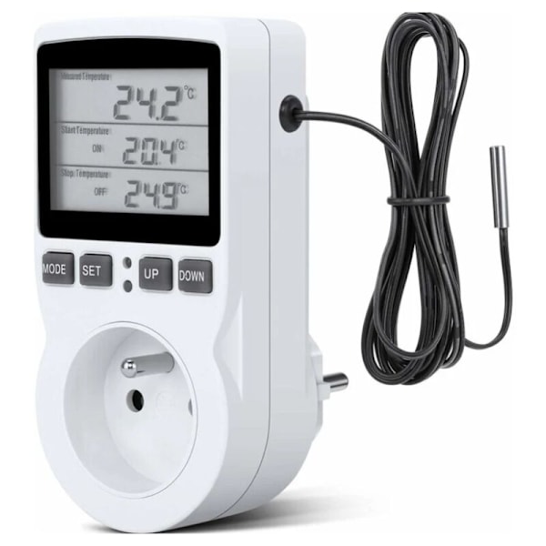 Digital Temperaturregulator, Termostatuttag Värme Kylning LCD Temperaturregulator, 200v-250v för Fast Temperaturregulator