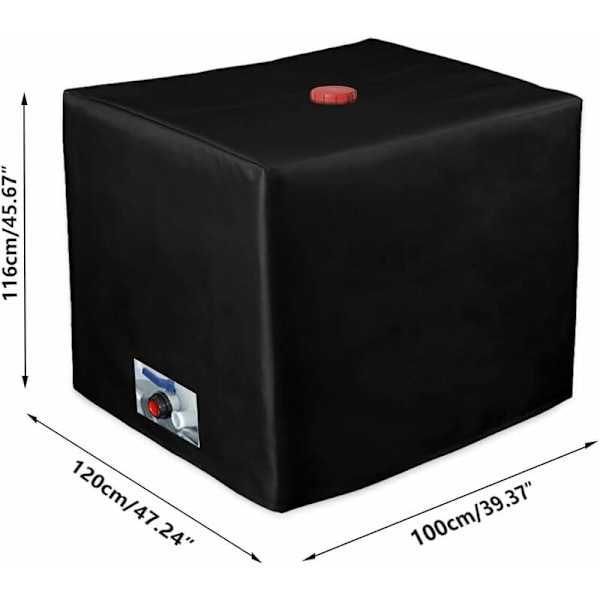 IBC-tankskydd för IBC 1000L-behållare, 116 x 100 x 120 cm Tank mot regn och UV-vatten (svart)