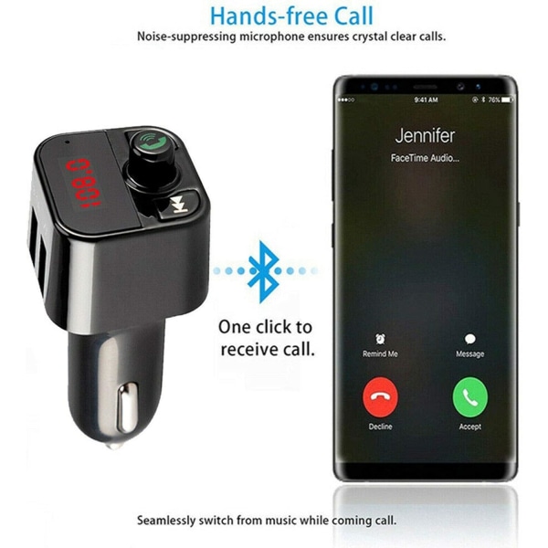 Bil Bluetooth FM-sender med 2 USB-porter