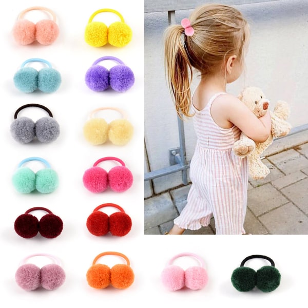 24 barnhårbollar - slumpmässiga färger, barnhårtillbehör