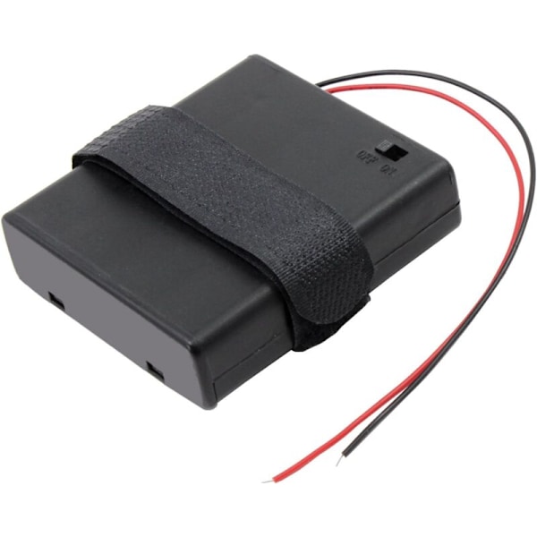 2 stk. AA 12V Batteriholder Plastikboks Batteriopbevaringsboks med ON/OFF kontakt og lukkekabel fastgørelser