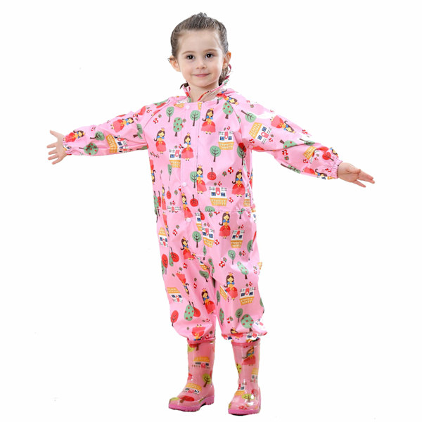 Regnfrakke Børn Hætte Regn Pyt Sæt Regn Poncho Regnfrakke Jumpsuit One Piece Letvægts Bærbar Vandtæt Regnfrakke Jakke M(M)