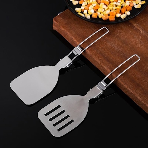 Vikbar Campingspadeset - Rostfritt Stål, Portabel för Vandring & Grillning 2 Delar
