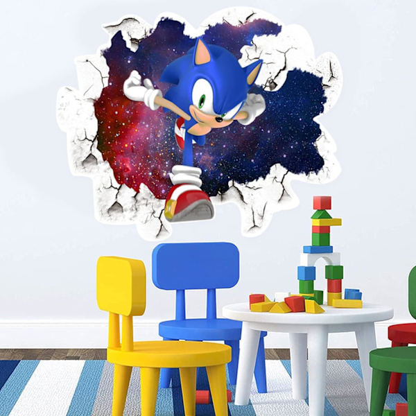 Seinän tarra - Sonic seinän tarra 3D-tarra Sonic Adventure TV-tausta Ikkunan koriste Irrotettava tarra Vinyylitarra 40*50cm