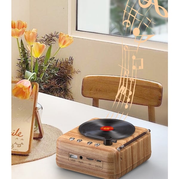 Träkorn vinylskiva bluetooth högtalare skivspelare kreativ trådlös bluetooth ljudradio present