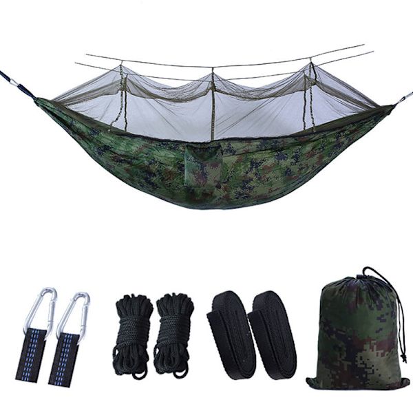 Udendørs hængende presenning hængekøje enkelt og dobbelt myggenet (camouflage 260*140cm)