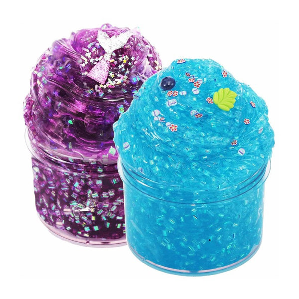 2-pack Crystal Slime Set Påskkorgfyllmedel Påskpresenter Sjöjungfrugelé Slime Stress Relief Toy Color Slime