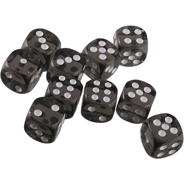 （Svart）10 stycken polyhedral tärningar D6 tärningar 16mm akryl tärningssats för DND tärningar RPG MTG brädspel (röd)
