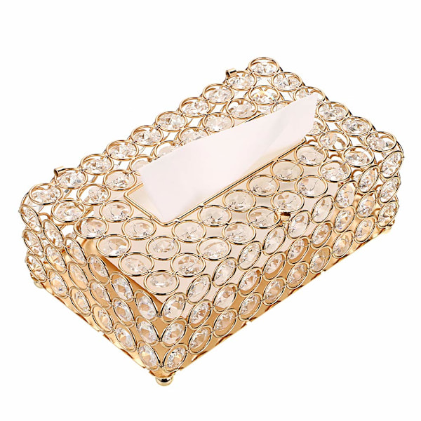 Dekoration för matsal, sovrum, sminkbord, kristallservetthållare, förvaringslåda för servetter (guld)