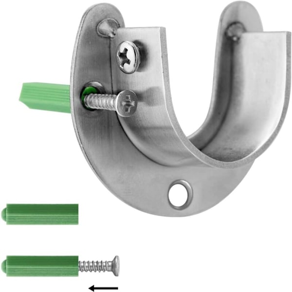 2 stk. rørholder, rustfrit stål garderobestangholder, justerbar flange stangholder, u Digger stangholder til 32 mm skabsholder