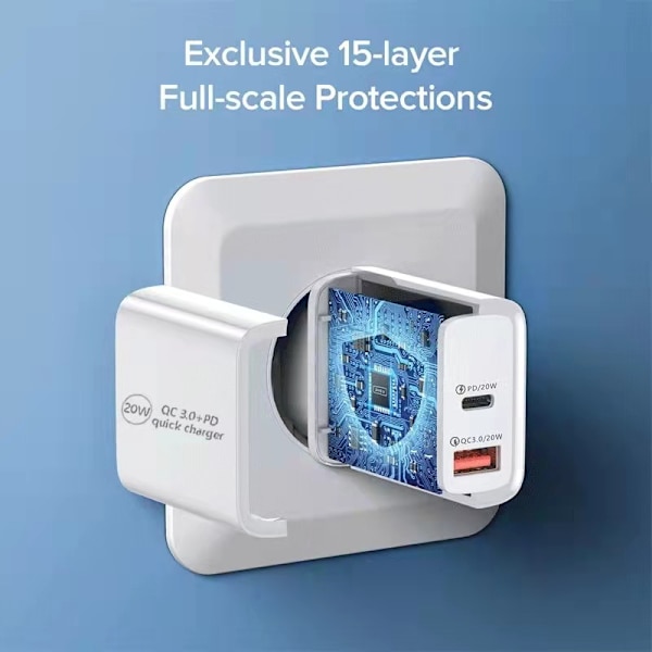 Sopii iPhone 13:lle, QC3.0 pikalataus PD matkapuhelinlaturi 20W PD latauspää