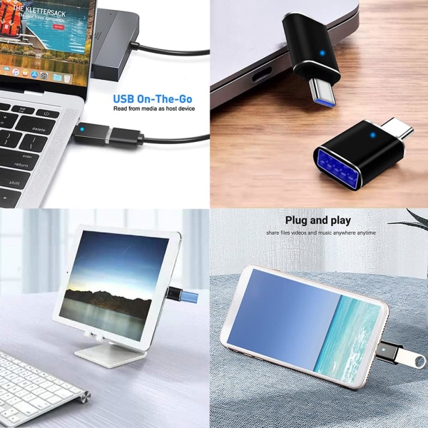 CLAMP USB C til USB 3.0 Adapter (2-Pack), OTG USB-C til USB-A 3.0 A
