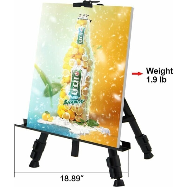 Forstærket Staffeli til Kunstnere, 53-178 cm Justerbar Højde Ekstra Tyk Aluminium Metal Display Staffeli med Bærbar Taske til Gulv/Bordplade Tegning og Udstilling.