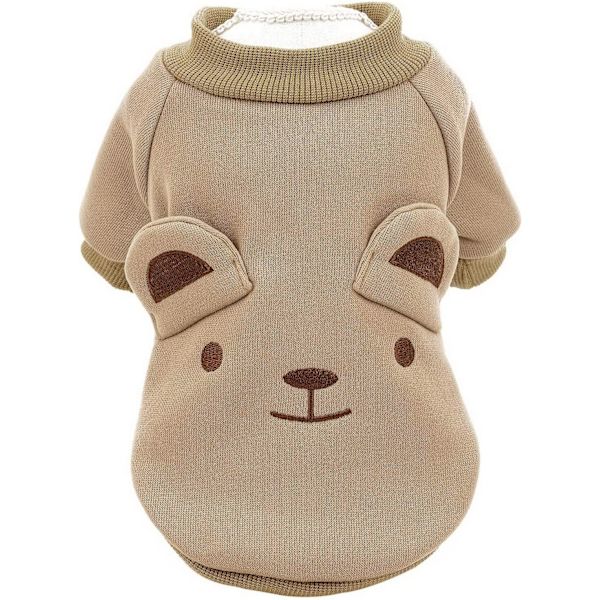 Hvalpe Fleece Sweatshirt Pullover Sød Bjørn med Ører til Små og Mellemstore Hunde og Katte, Brun, M(M)