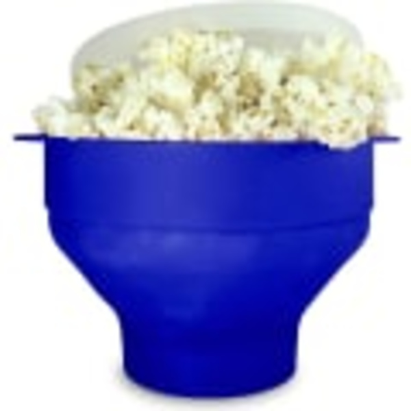 Hopfällbar popcorn-skål i silikon, blå