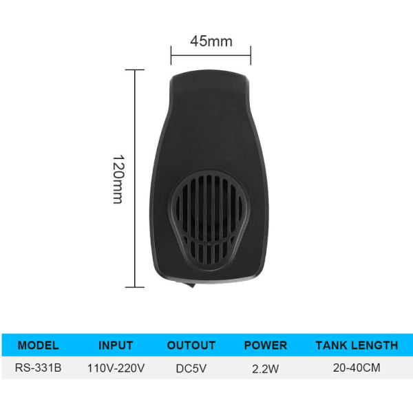 Eksternt akvariekjølevifte Akvariefisk Akvariekjøling To-trinns hastighetsregulering Svart europeisk standard 8,8*11,5*17,5cm