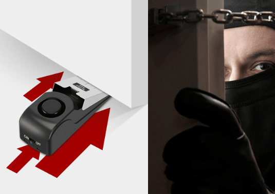 Trådløs mini-dørstopper, 2-pak kile-dørstopper blokerende sikkerhedssystem med 120dB sirene