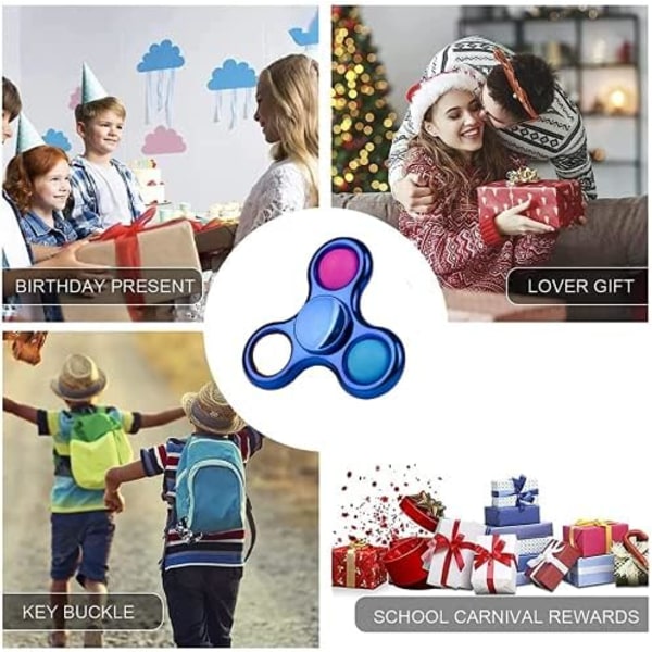 Chrome Pop It Fidget Spinner - Metallisk Blå Popper Legetøj - Stresslindrende Gave til Børn