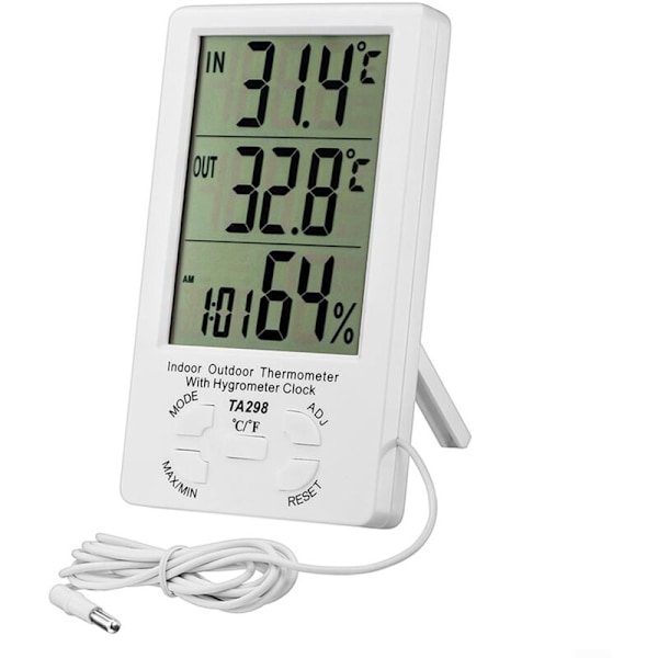 Digital Termometer Hygrometer, LCD Digital Termometer med Sond, Inomhus- och Utomhushygrometer, Temperatur- och Fuktighetsmätare, Sensortestare för Kyl