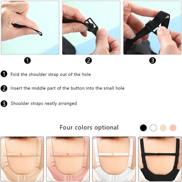 8 stk BH-klips Elastiske BH-stroppklips for kvinner Justerbare Sklisikre BH-stroppholdere