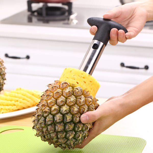 Ananasudkerner, skærefjernelsesværktøj, rustfrit stål med skarpe knive, til at skære frugtringe i terninger