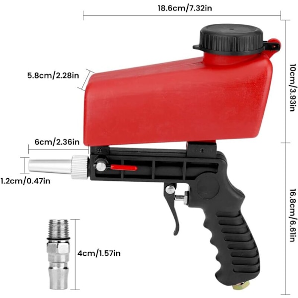 Bærbar dæksandblæser sandblæsepistol pistol sandblæser sandblæsepistol til fjernelse af rust maling skæl (rød)