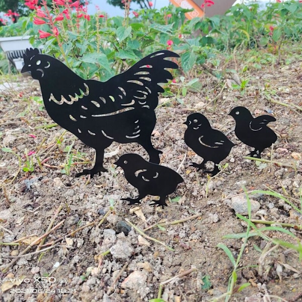 Deco Garden Ulkokäyttöön Metalli, Kana Piha Taide Puutarha Metalli Patsaat Koristelu Puutarha Koristelu Nurmikko Polku Jalkakäytävä Puutarha - Retro Eurooppalainen tyyli.