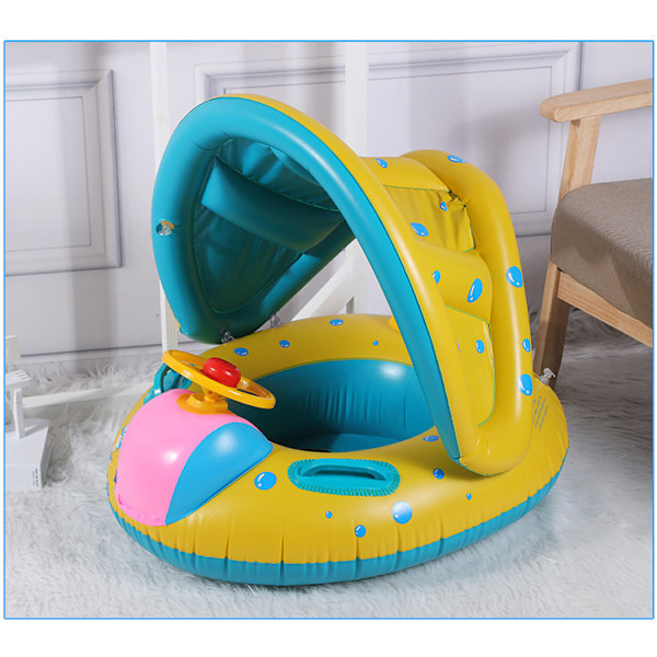 förtjockad motorbåt med pump (inom 15 kg) Bil Baby Simring, Pool Seat med solskydd, Flytande Simring Pool Baby Boy, Uppblåsbar Swi