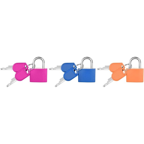 3 kpl pieni matkalaukun riippulukko, 2 avaimella, monivärinen mini matkalaukun riippulukko matkalaukkuun, matkustamiseen/matkalaukkuun/kaappeihin (30x23cm)