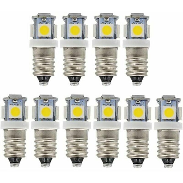 LED-lamput E10 9 V Valkoinen kylmä 5smd 0,5 W (kylmä valkoinen, 9 V) 10 kpl