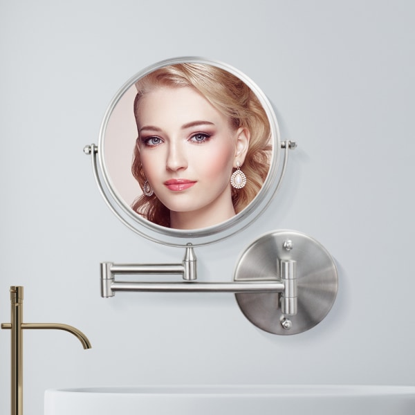 Kosmetisk spejl til vægmontering, 1x / 3x forstørrelse, krom