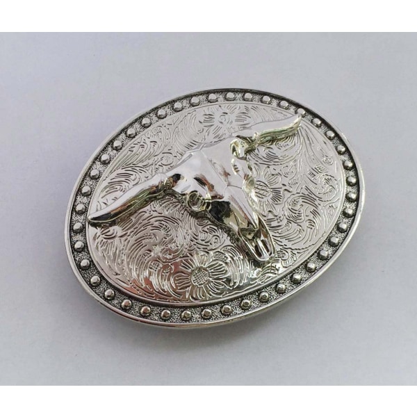 Silver Longhorn Texas Bull Cowboy Western Buckles Beltespenne